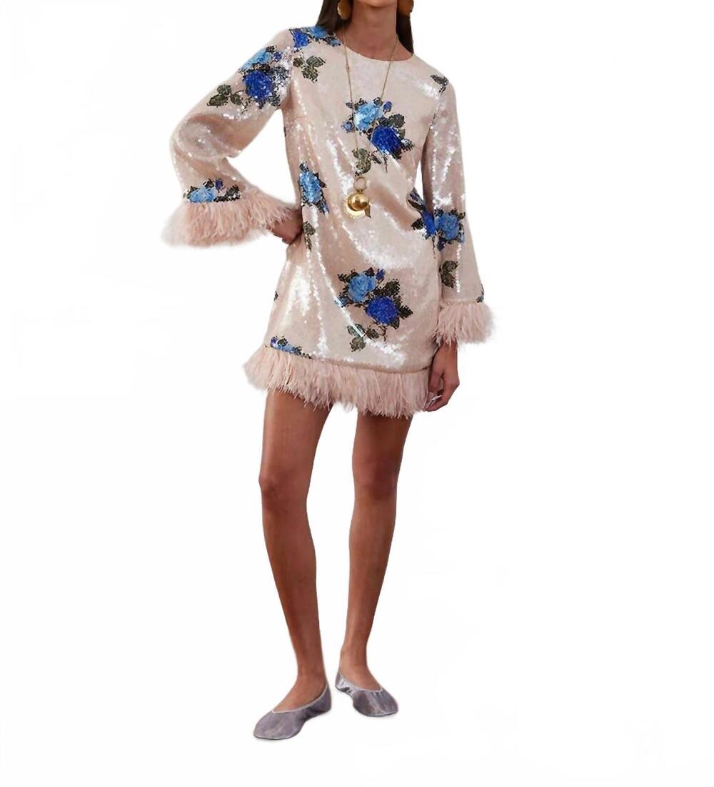 NEW BORGO DE NOR stevie sequin mini dress in blue multi